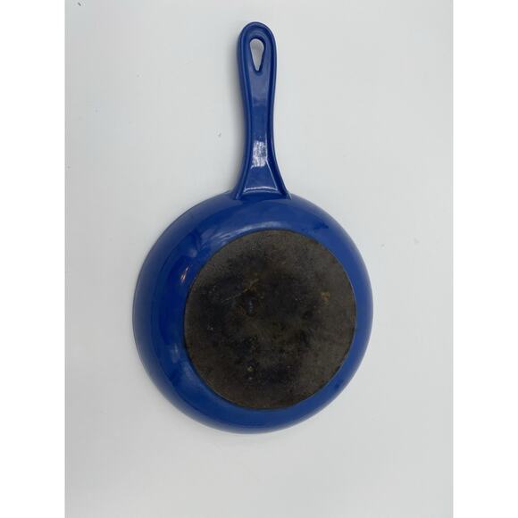 Le Creuset Cast Iron Skillet French Blue Enameled 8" Frying Sauce Pan Vintage - Picture 4 of 6